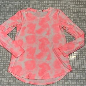 Pink Rose Neon Pink Long Sleeve Tie-Dye Shirt